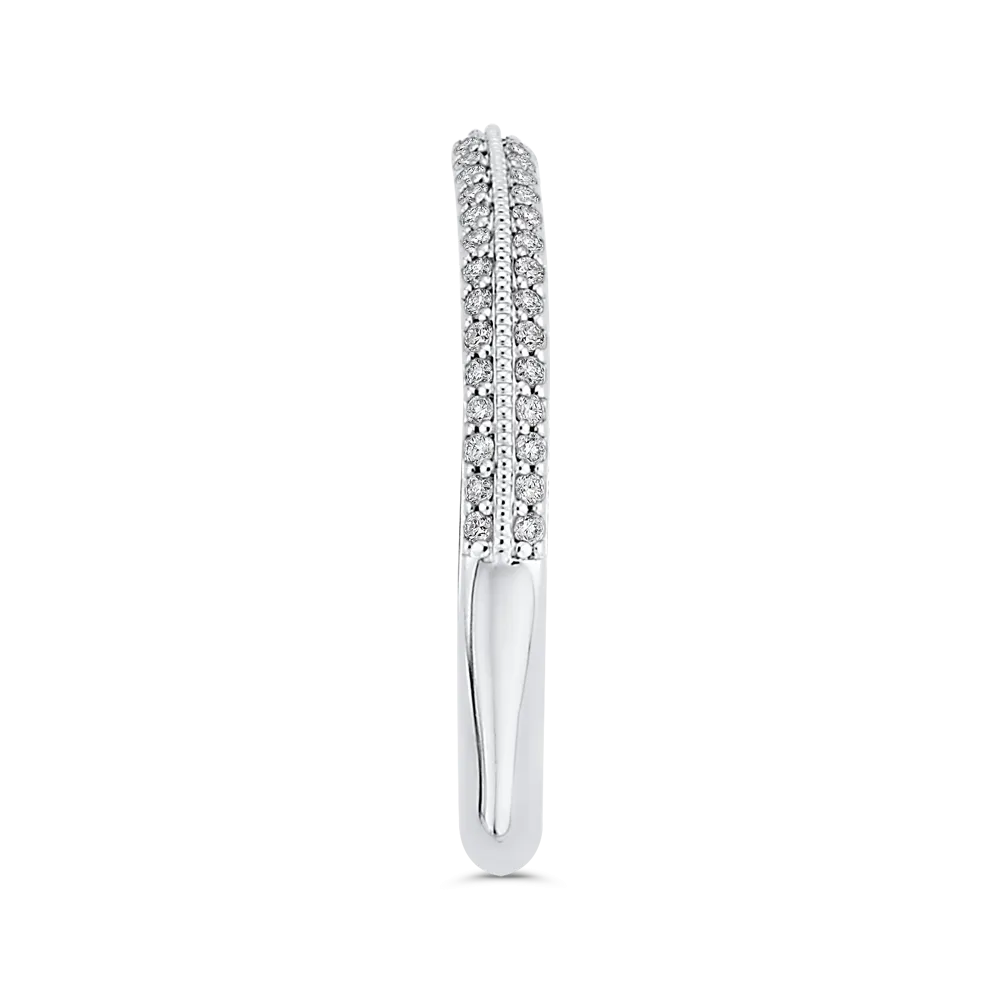 14K Two Tone Gold Round Cut Diamond Half Eternity Wedding Band