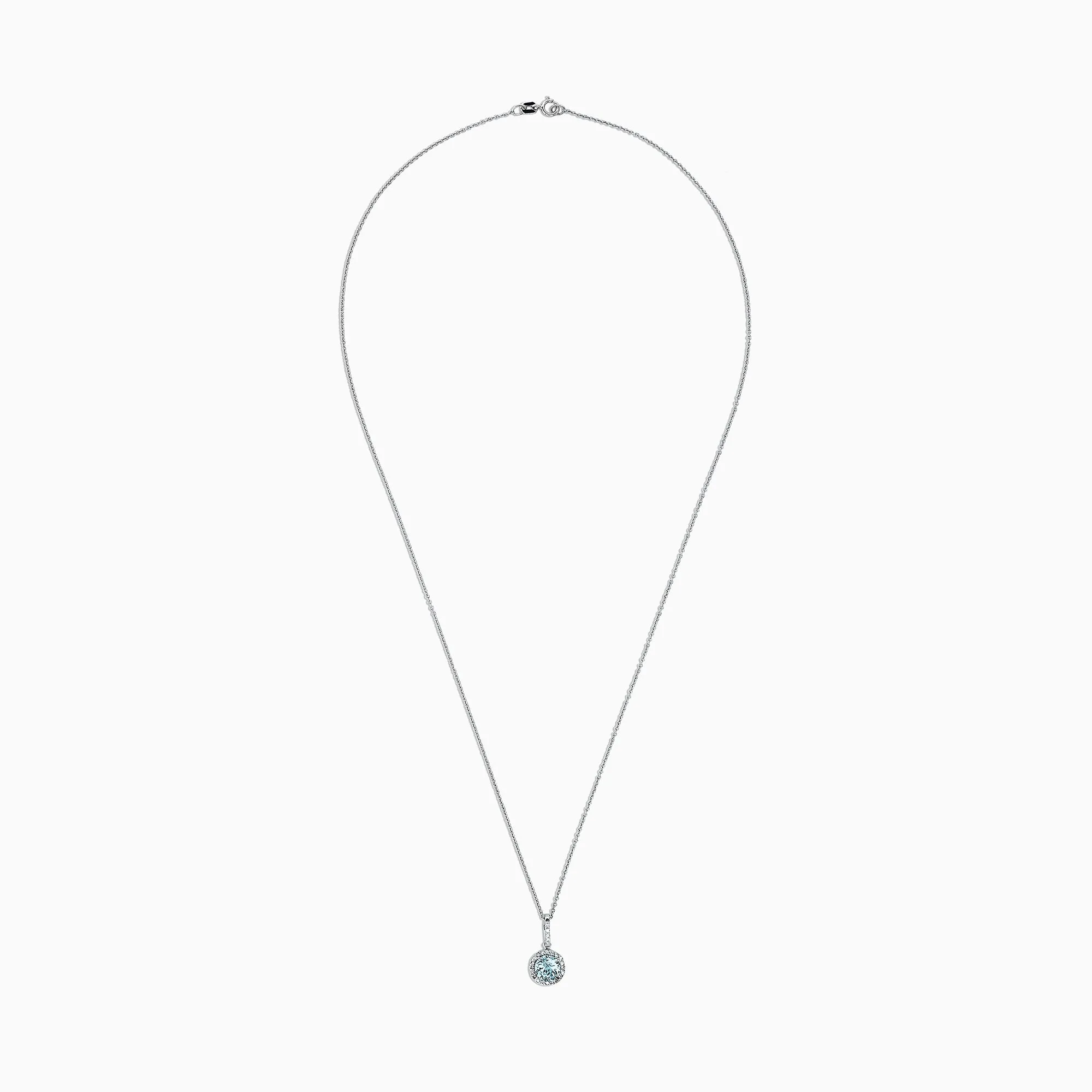 14K White Gold Aquamarine and Diamond Pendant, 0.83 TCW