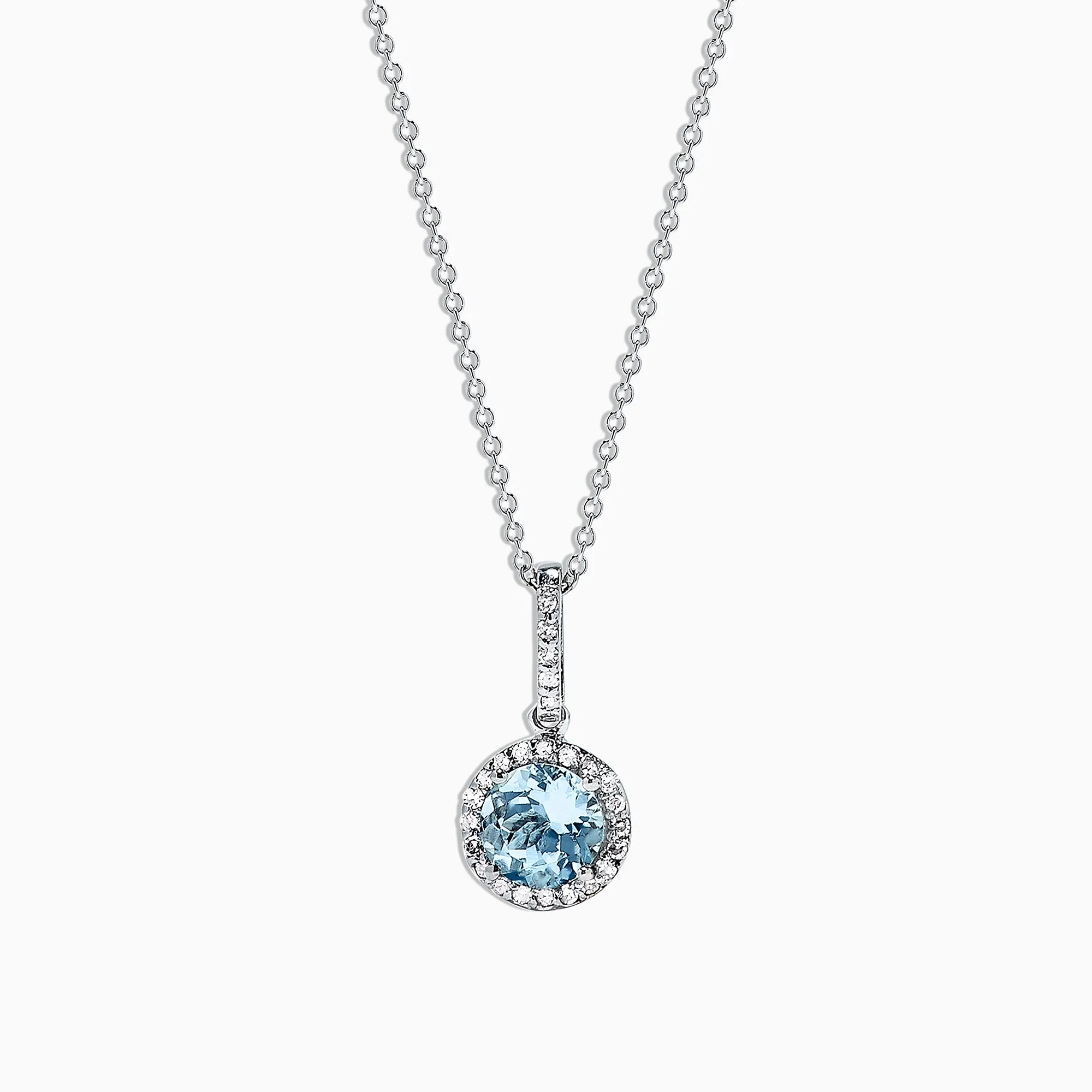 14K White Gold Aquamarine and Diamond Pendant, 0.83 TCW