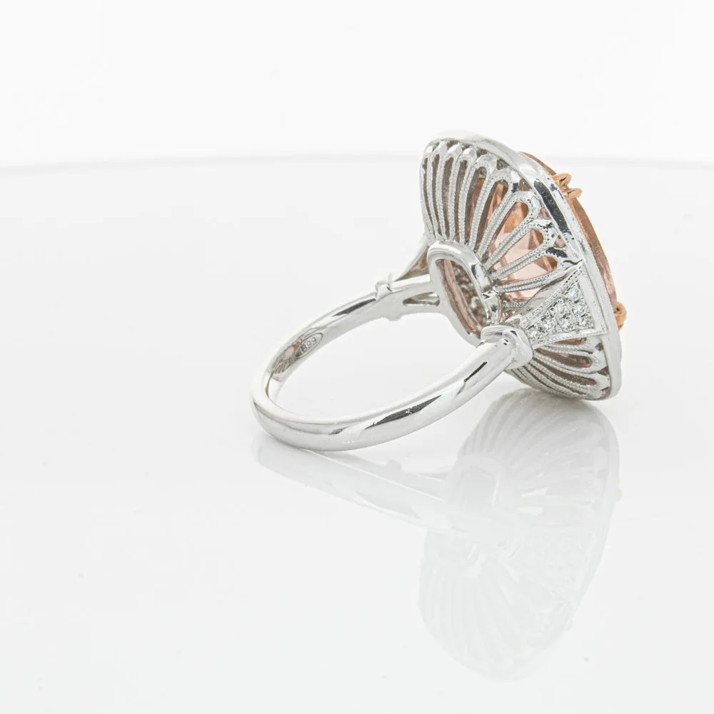 18ct White & Rose Gold 9.18ct Morganite & Diamond Halo Ring