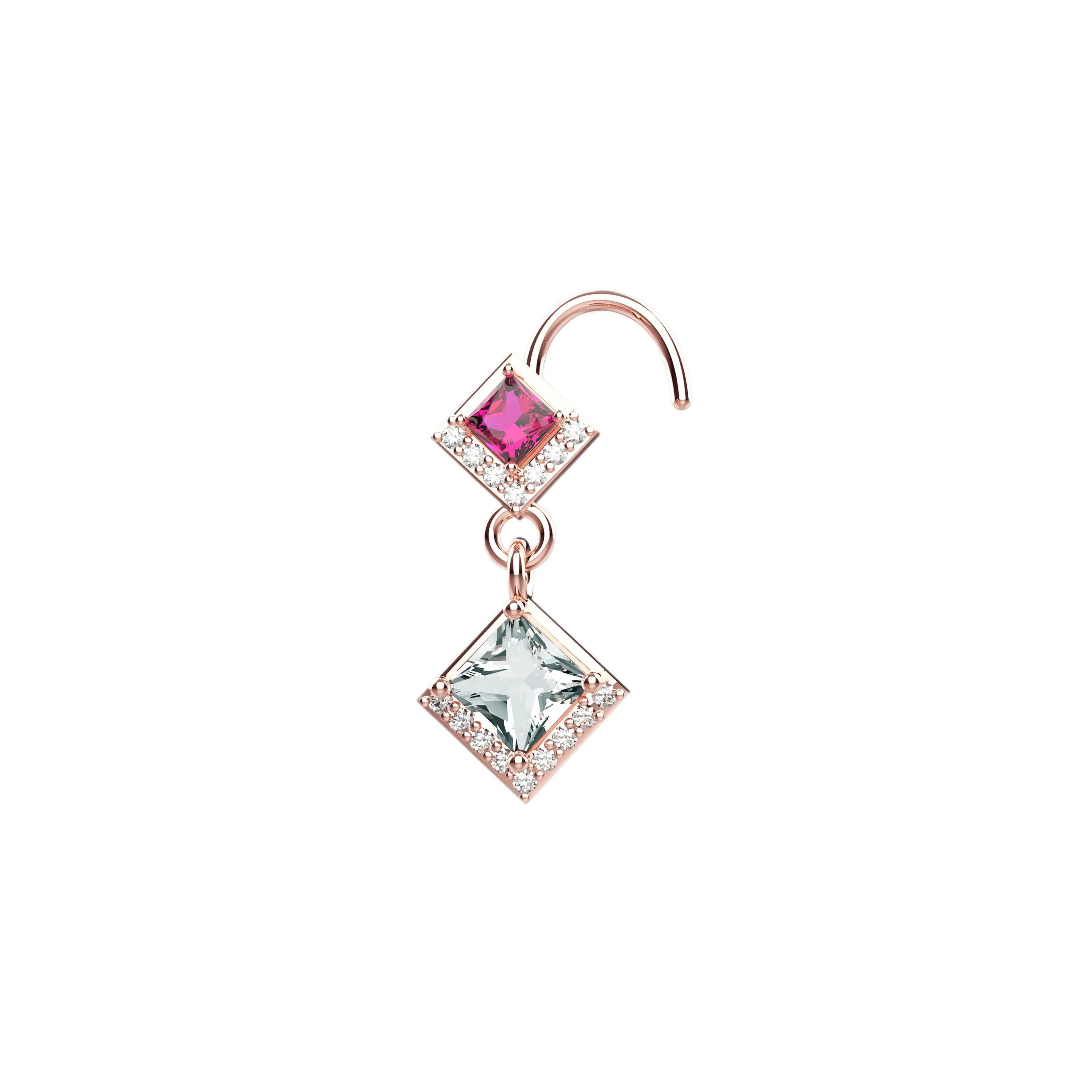 20G Dangle Drop Nose Ring | Gold Nose Piercing Jewelry