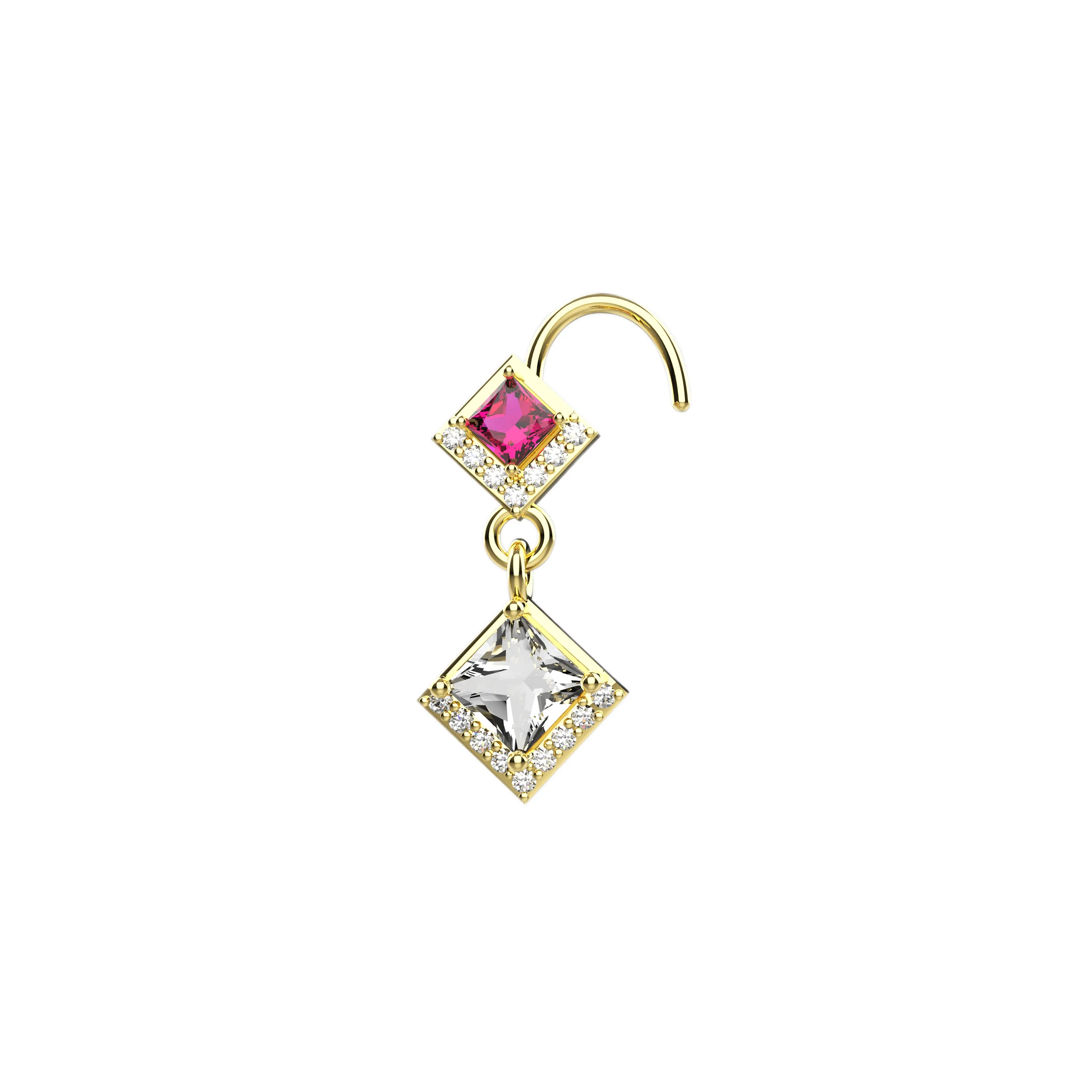 20G Dangle Drop Nose Ring | Gold Nose Piercing Jewelry