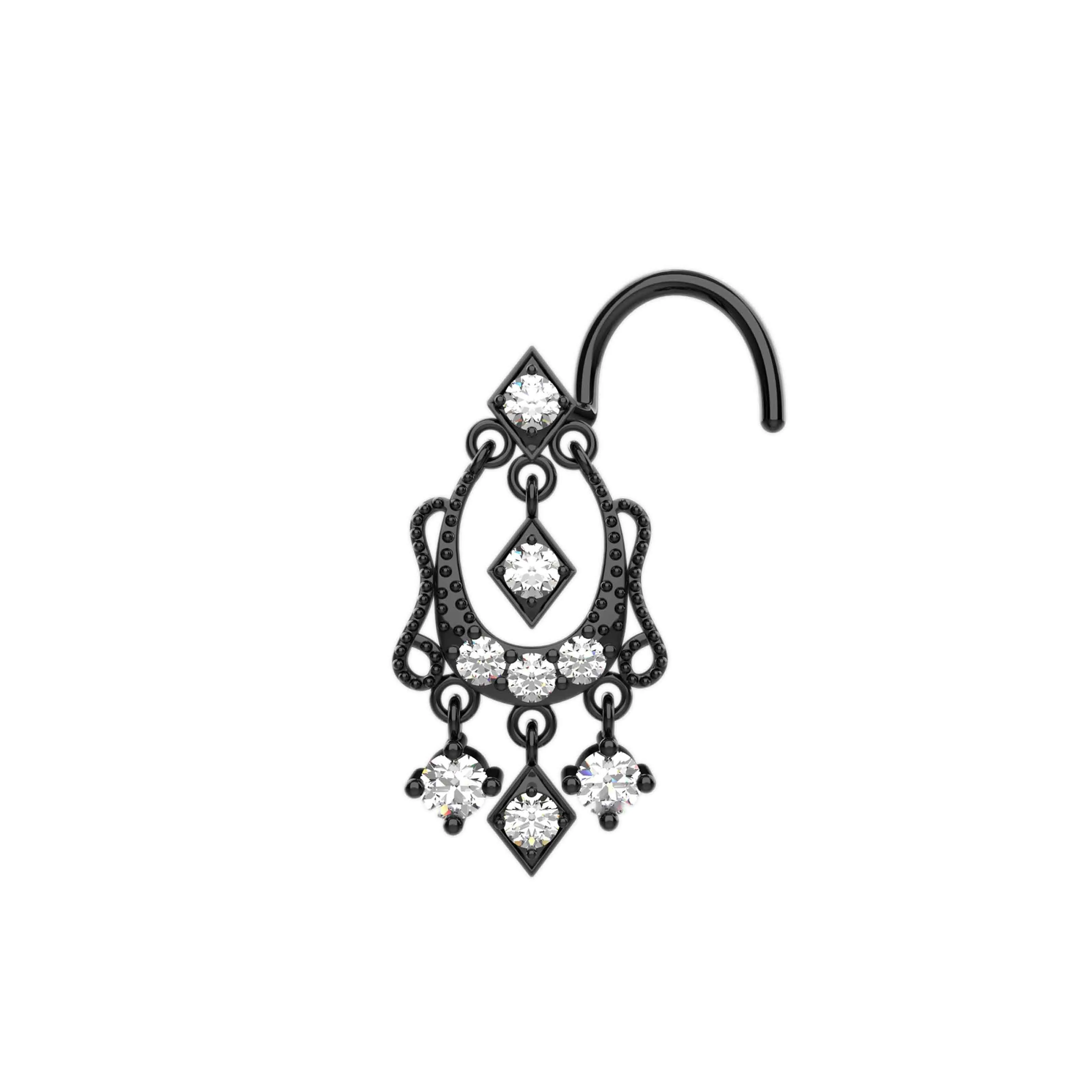22k Gold Dangle Nose Piercing Ring – Traditional Indian Nose Jewelry