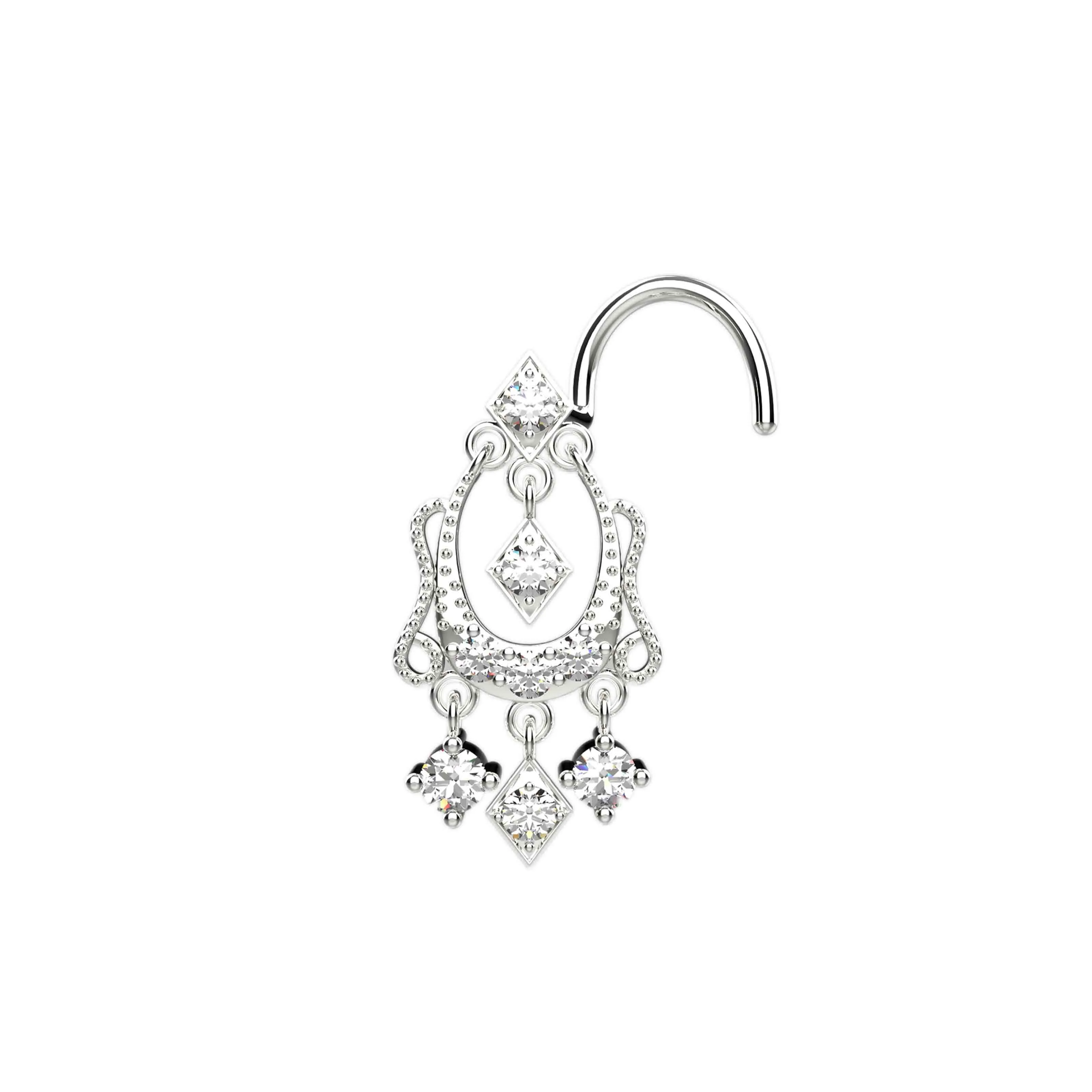 22k Gold Dangle Nose Piercing Ring – Traditional Indian Nose Jewelry