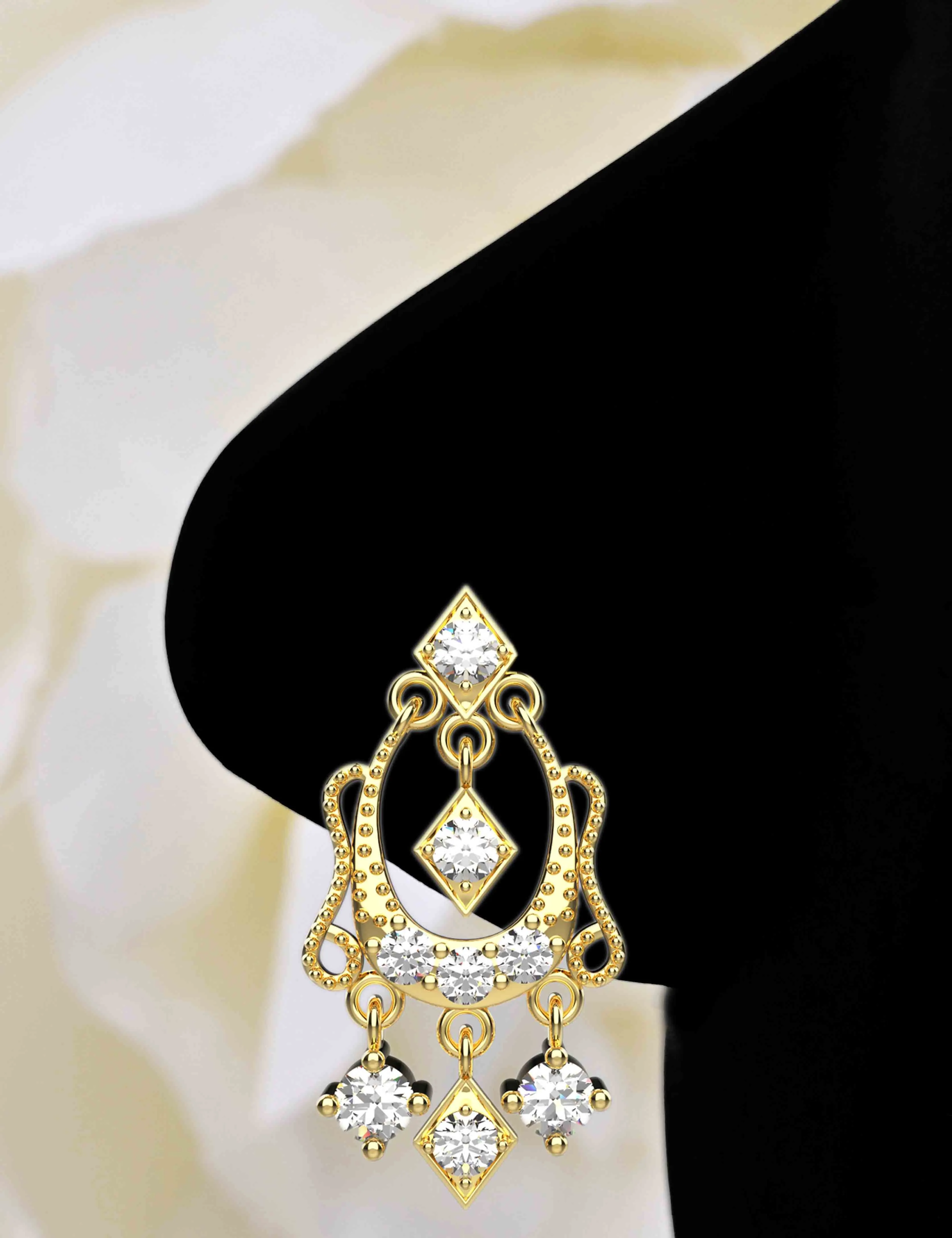 22k Gold Dangle Nose Piercing Ring – Traditional Indian Nose Jewelry