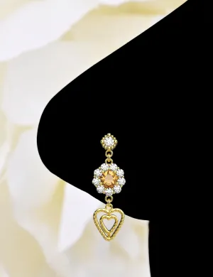 22k Yellow Gold Plated Drop/Dangle Nose Stud Rings