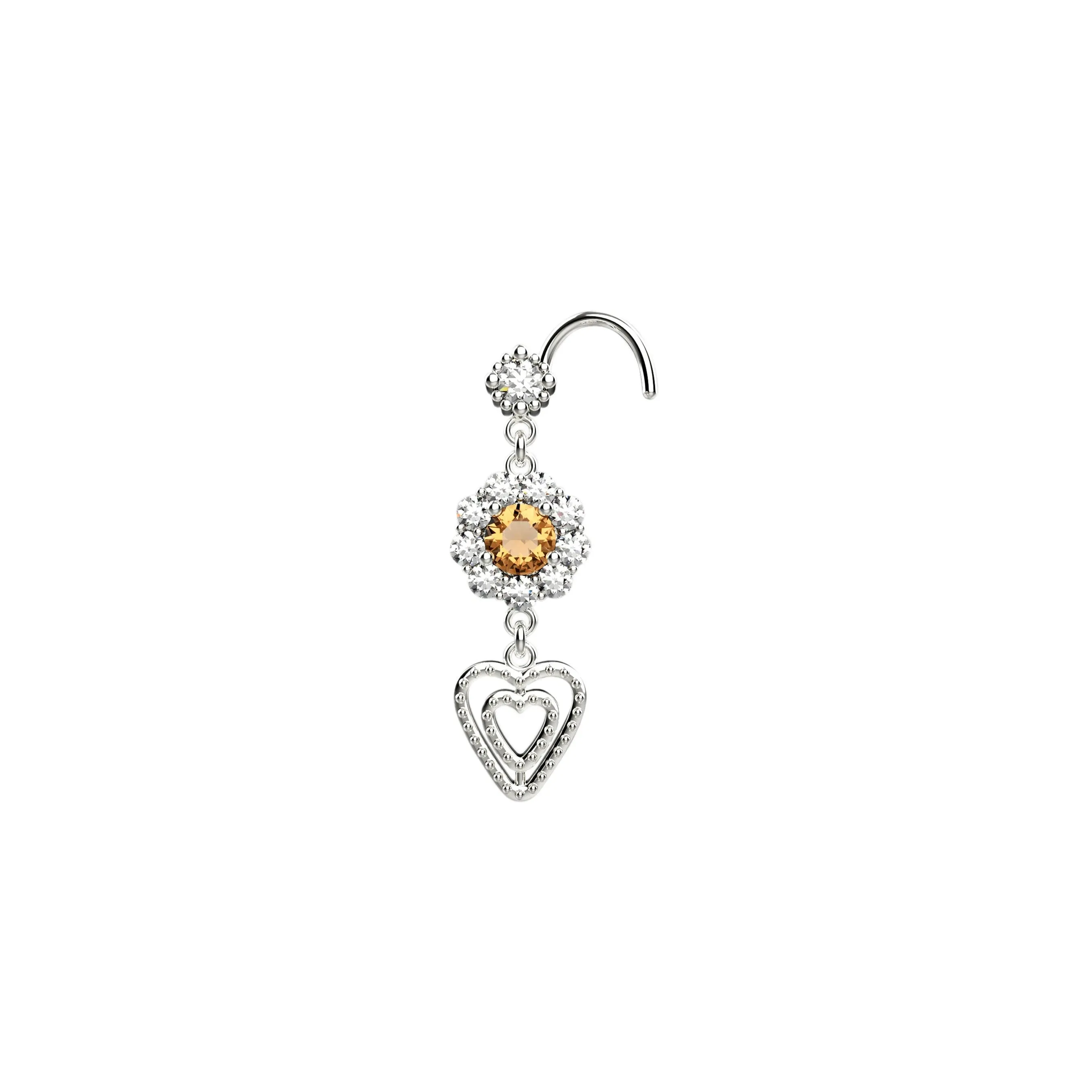 22k Yellow Gold Plated Drop/Dangle Nose Stud Rings
