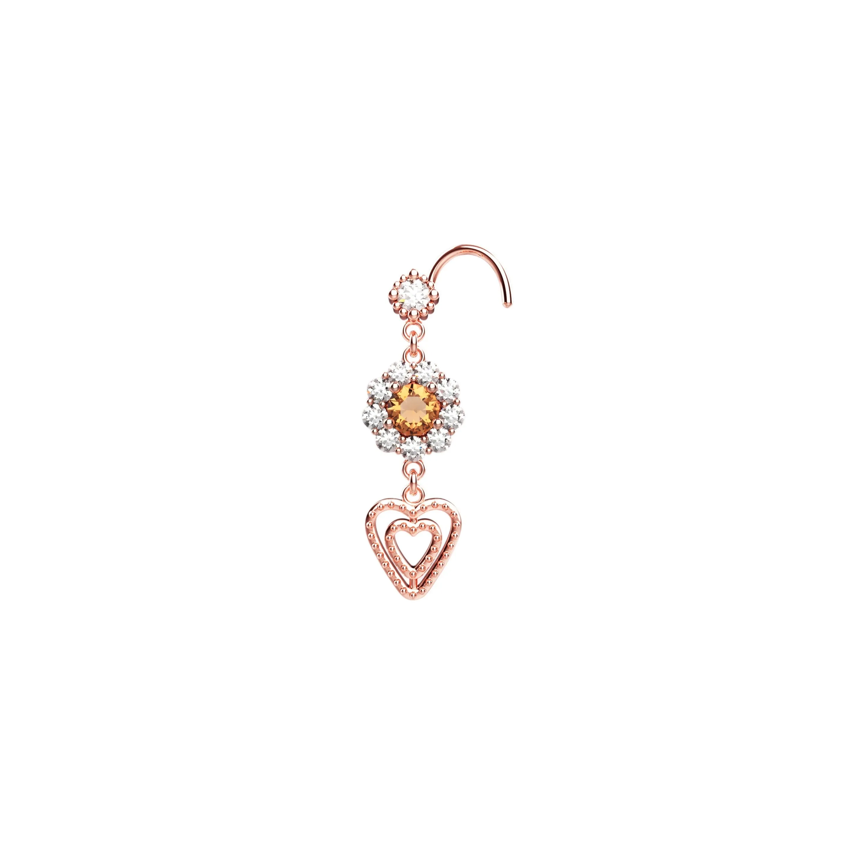 22k Yellow Gold Plated Drop/Dangle Nose Stud Rings