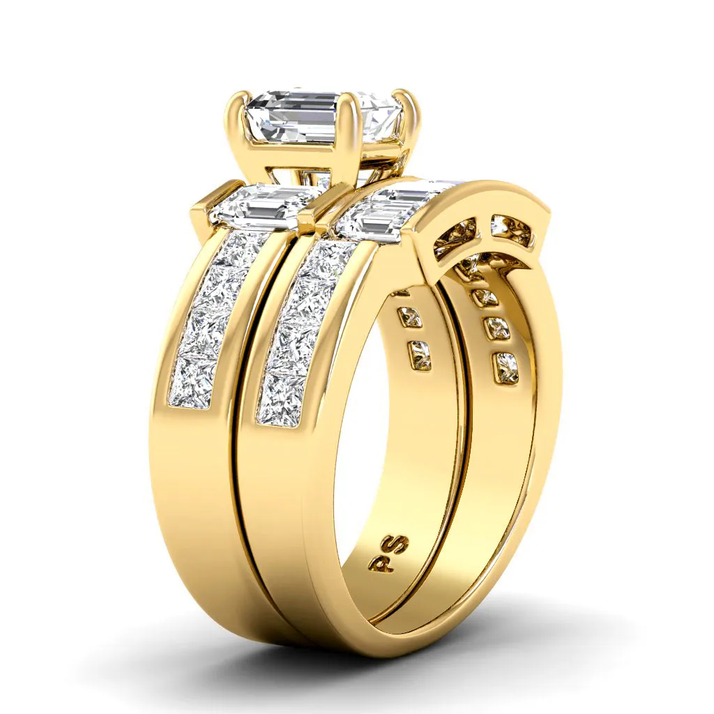3.05-4.20 CT Princess & Emerald Cut Diamonds - Bridal Set