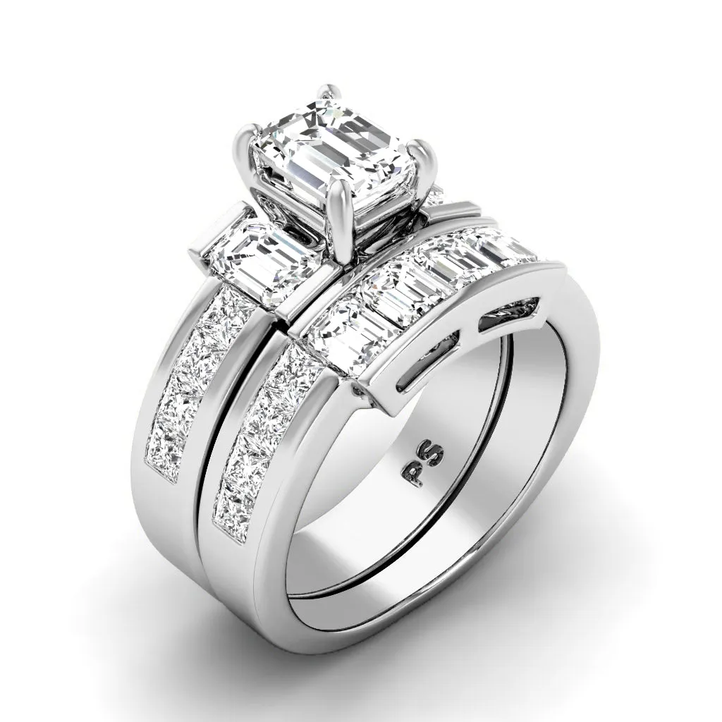 3.05-4.20 CT Princess & Emerald Cut Diamonds - Bridal Set