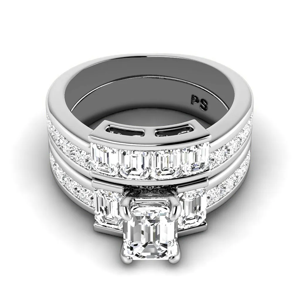 3.05-4.20 CT Princess & Emerald Cut Diamonds - Bridal Set