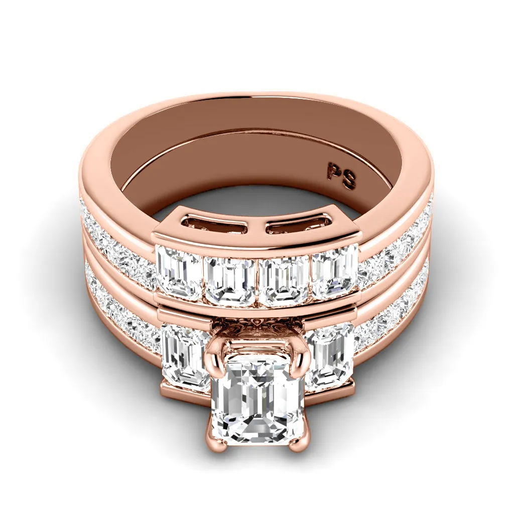 3.05-4.20 CT Princess & Emerald Cut Diamonds - Bridal Set