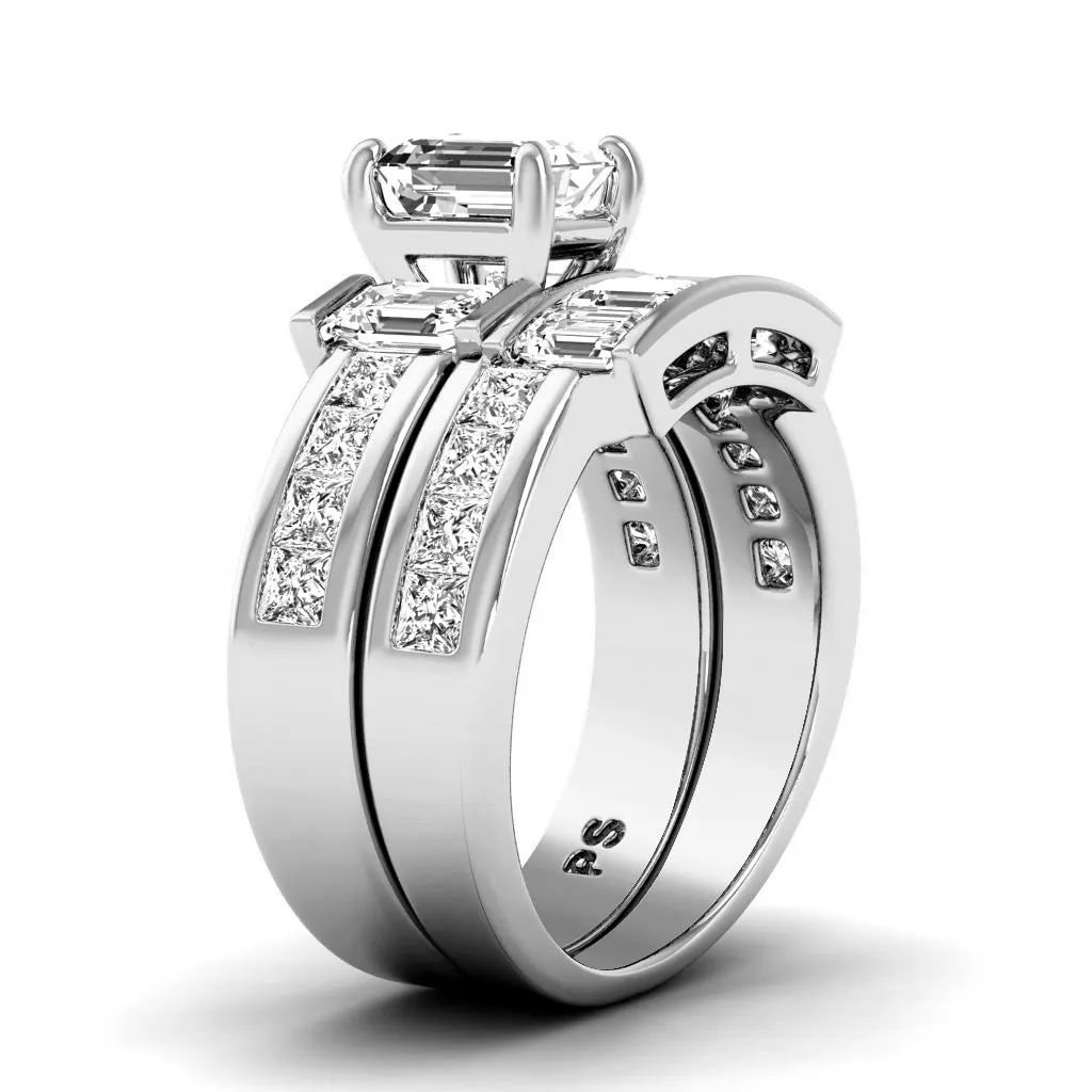 3.05-4.20 CT Princess & Emerald Cut Diamonds - Bridal Set