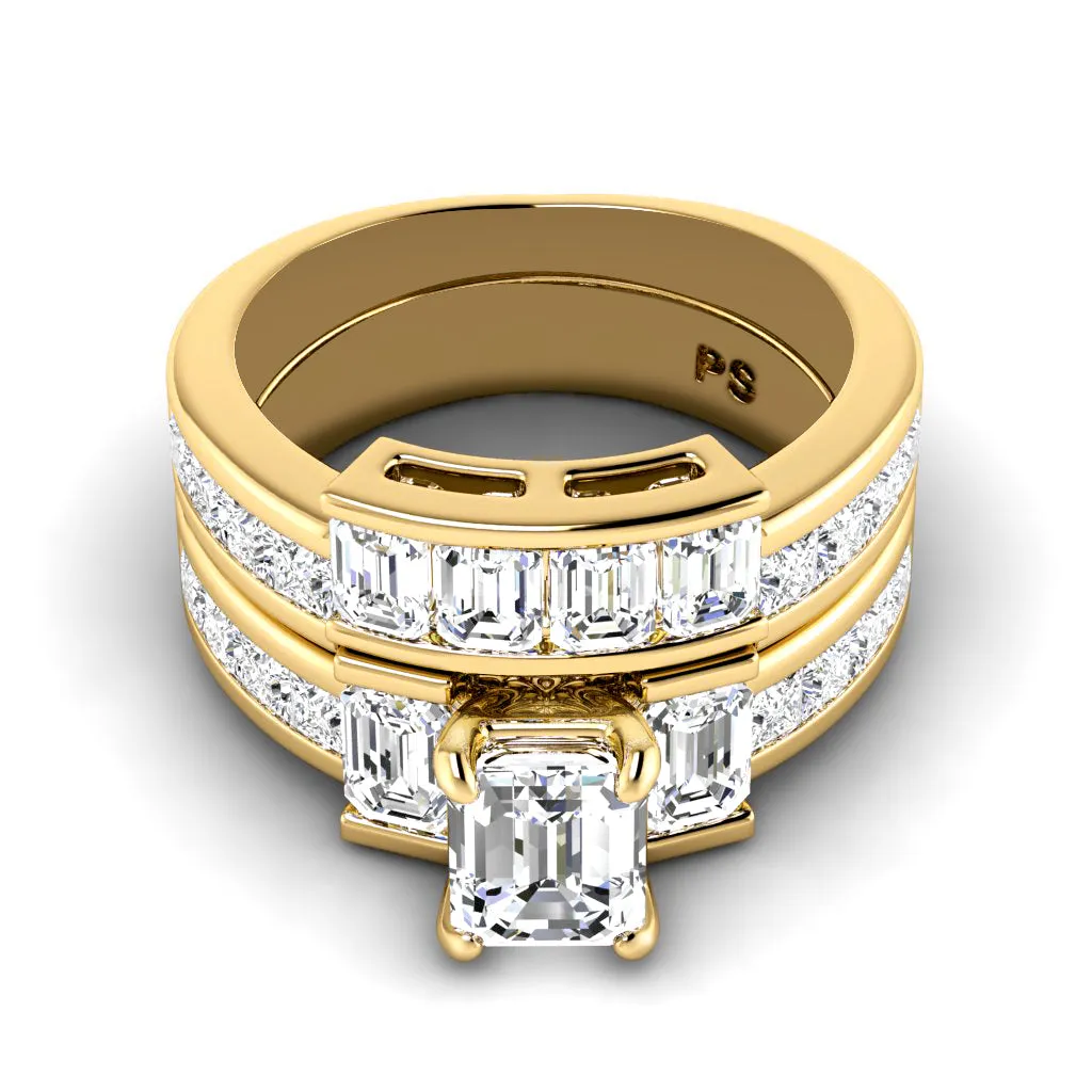 3.05-4.20 CT Princess & Emerald Cut Diamonds - Bridal Set