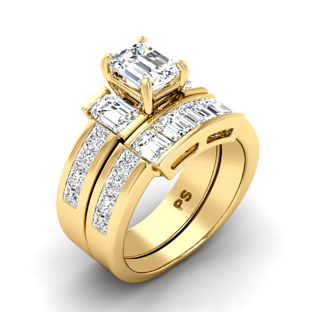3.05-4.20 CT Princess & Emerald Cut Diamonds - Bridal Set
