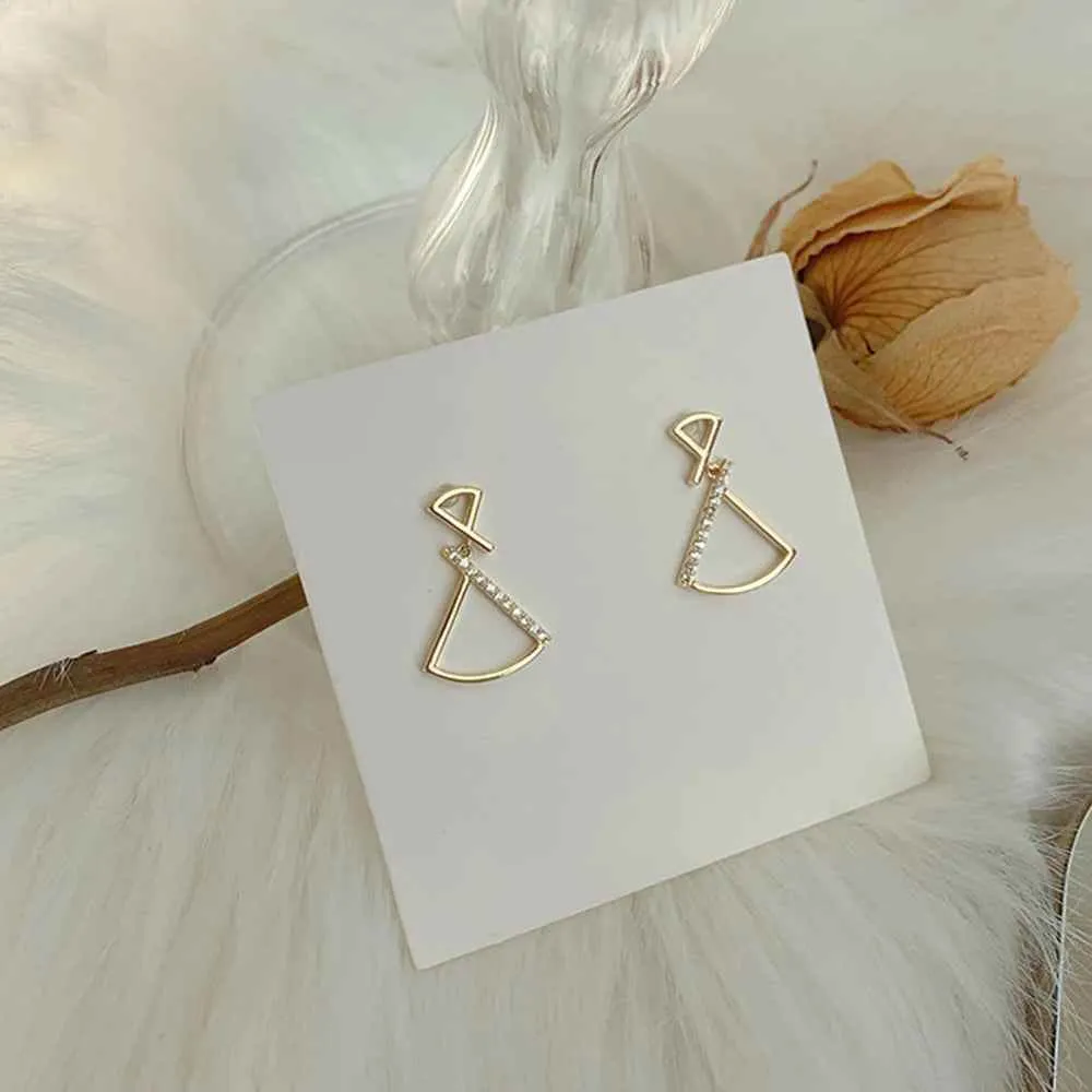 925 Sterling Silver Earring Charm Jewelry - Geometric Fan-shaped - Xm251