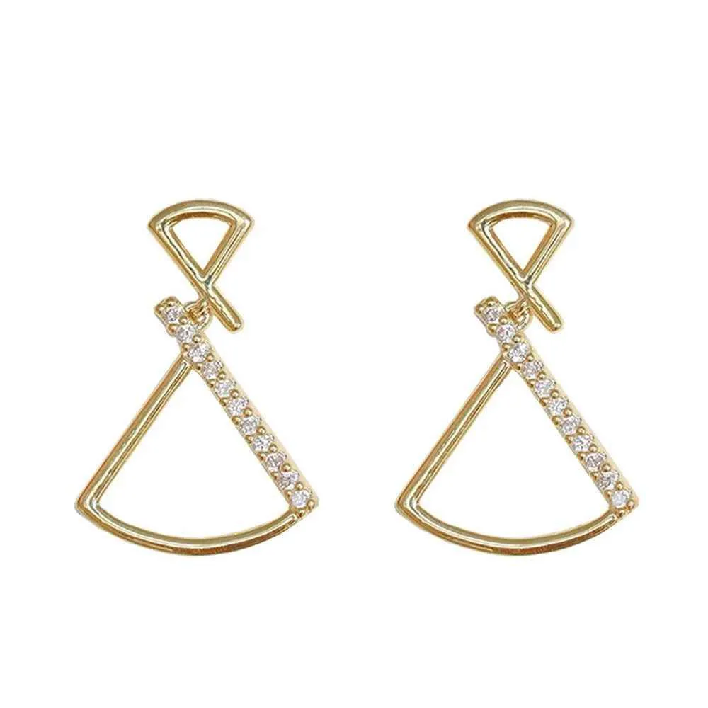 925 Sterling Silver Earring Charm Jewelry - Geometric Fan-shaped - Xm251