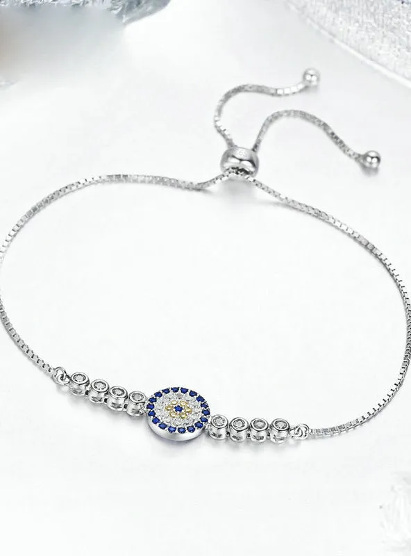 925 Sterling Silver Lucky Round Blue Eyes Power