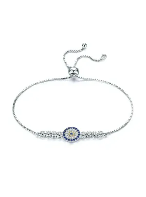 925 Sterling Silver Lucky Round Blue Eyes Power