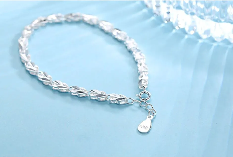 .925 Sterling Silver X Zircon Cross Charm Bracelet
