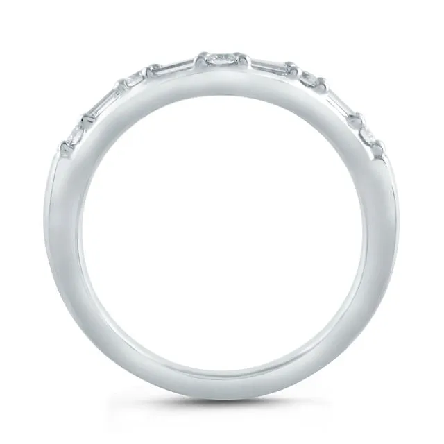 A.Jaffe Stackable Rings Alternating Round and Baguette Diamond Curved Band WR0981/24