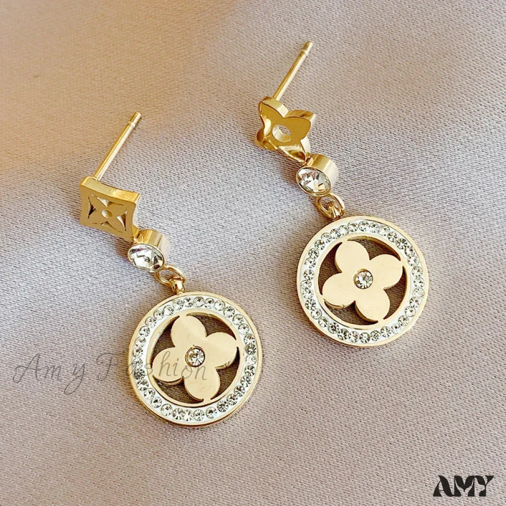 Amy Fashion - Fashion Flower Plant Mini Zircon Pendant Earrings
