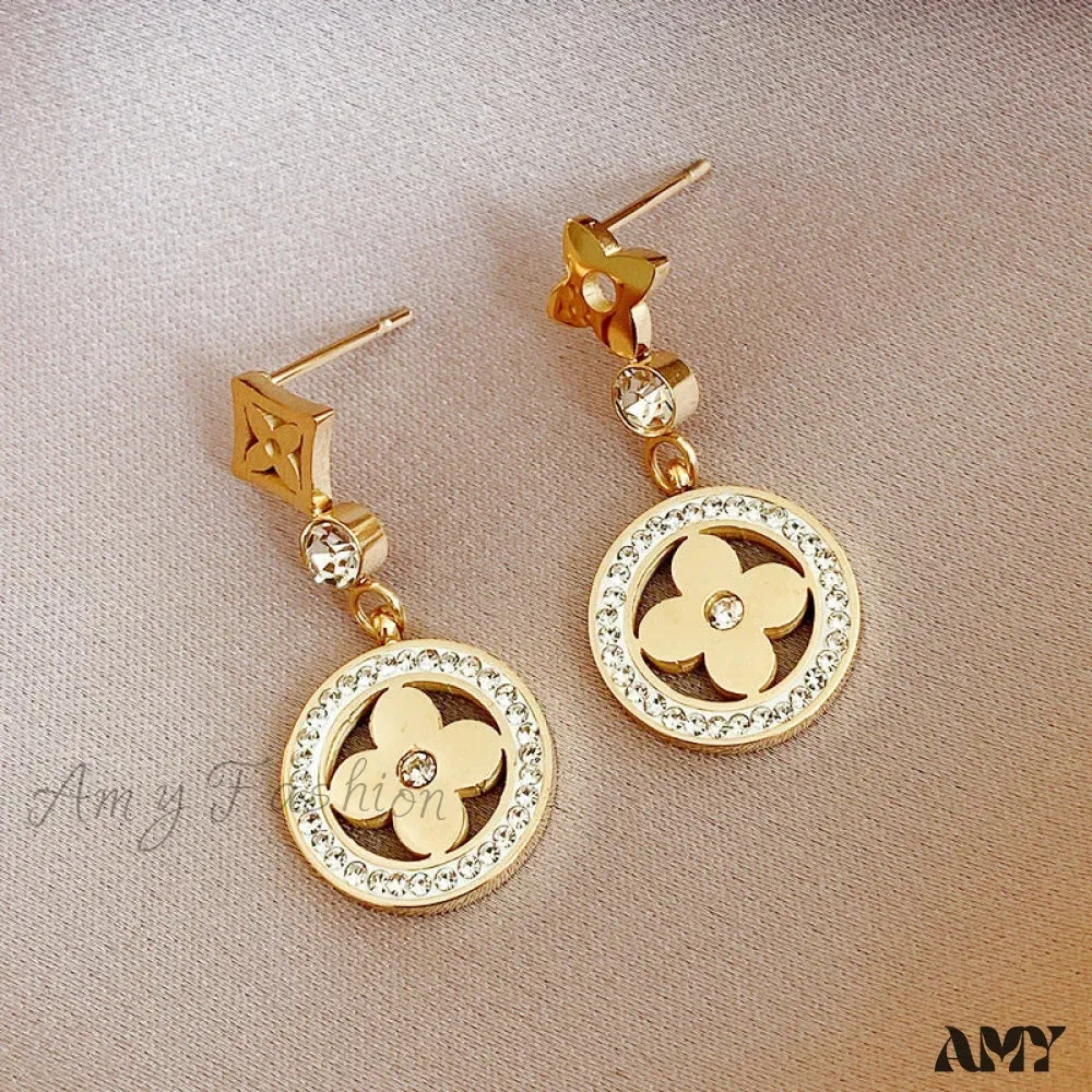 Amy Fashion - Fashion Flower Plant Mini Zircon Pendant Earrings