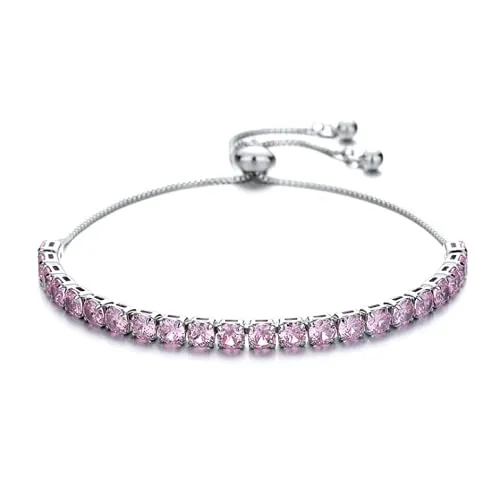 Anson&Hailey Ladies Shiny Zircon Bracelet Ladies Bracelet with Packing Box, Gift Bracelet for Mother, Friend and Wife, 925 Silver Adjustable Bracelet