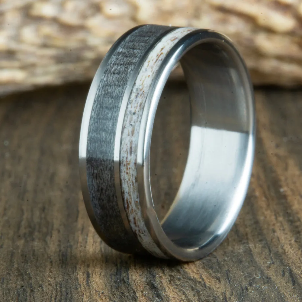 Antler and weathered barnwood ring
