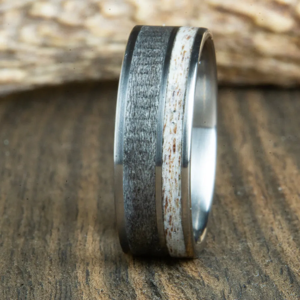 Antler and weathered barnwood ring