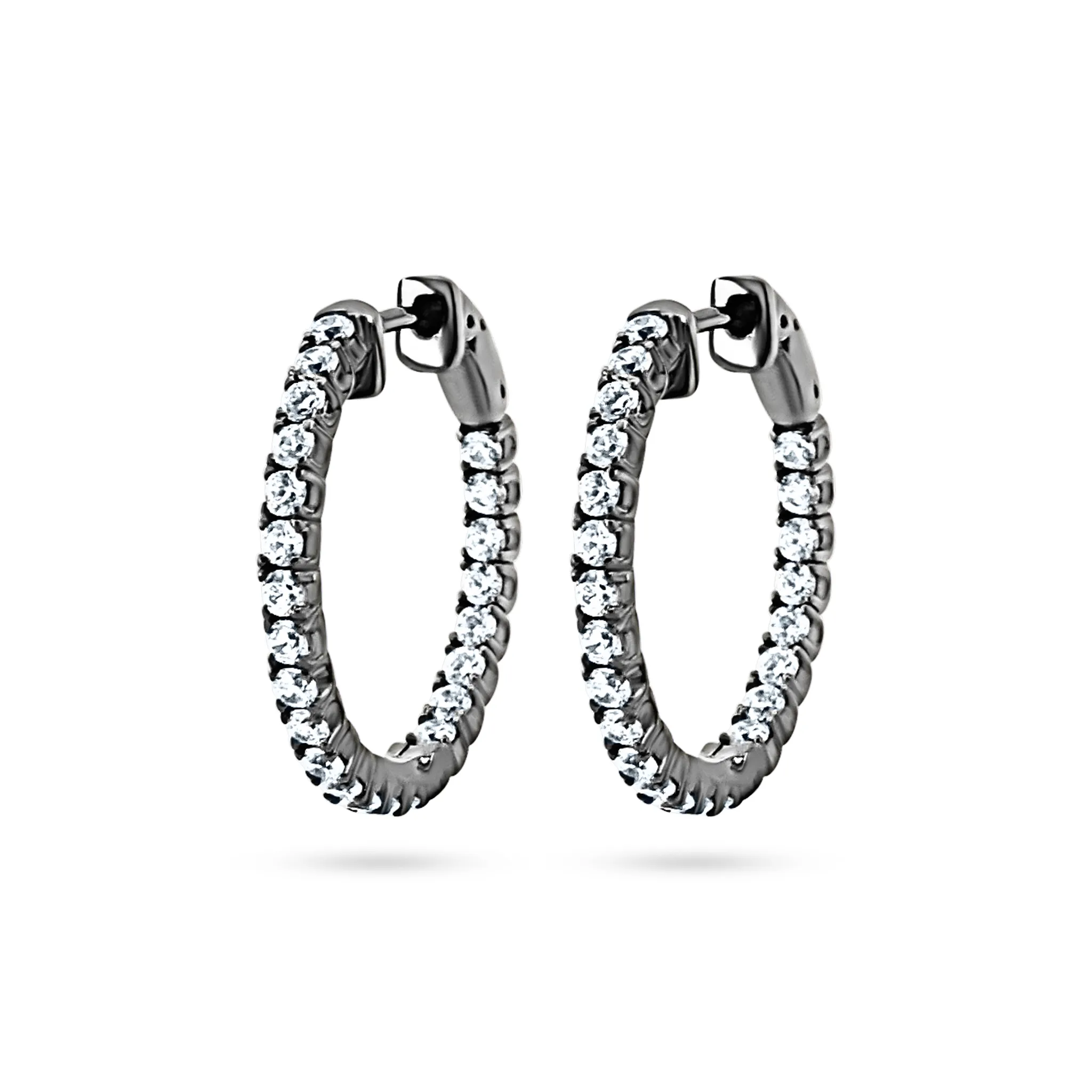 Black Rhodium Zircon Hoop Earrings