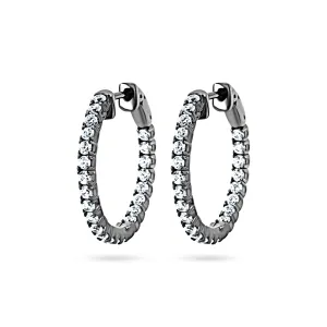 Black Rhodium Zircon Hoop Earrings