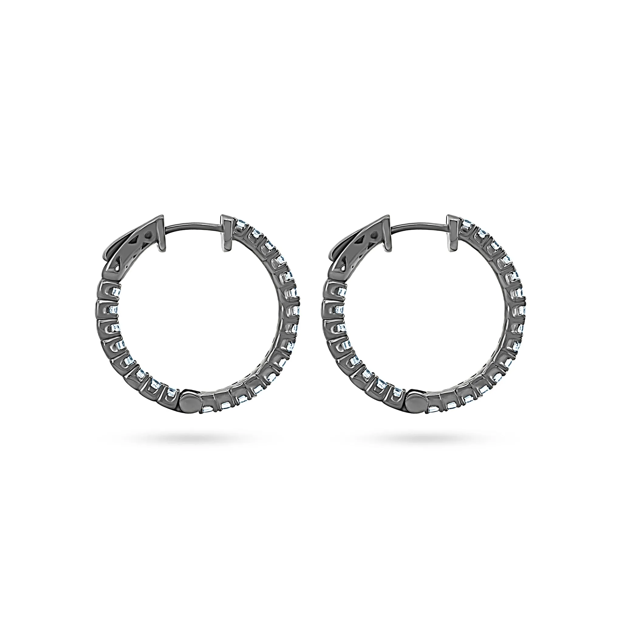 Black Rhodium Zircon Hoop Earrings