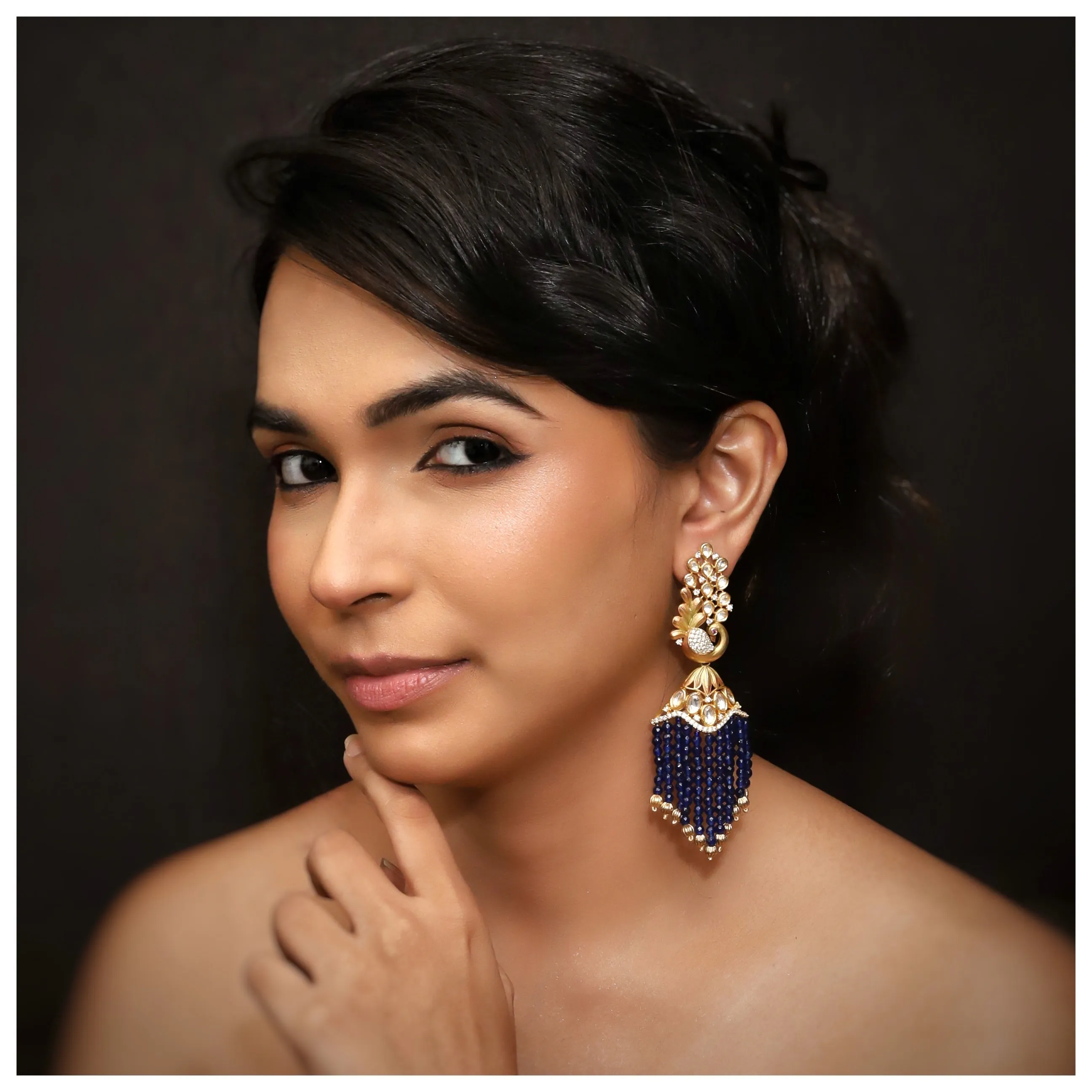 Blue Zircon/AD Long Earring 1330-5395