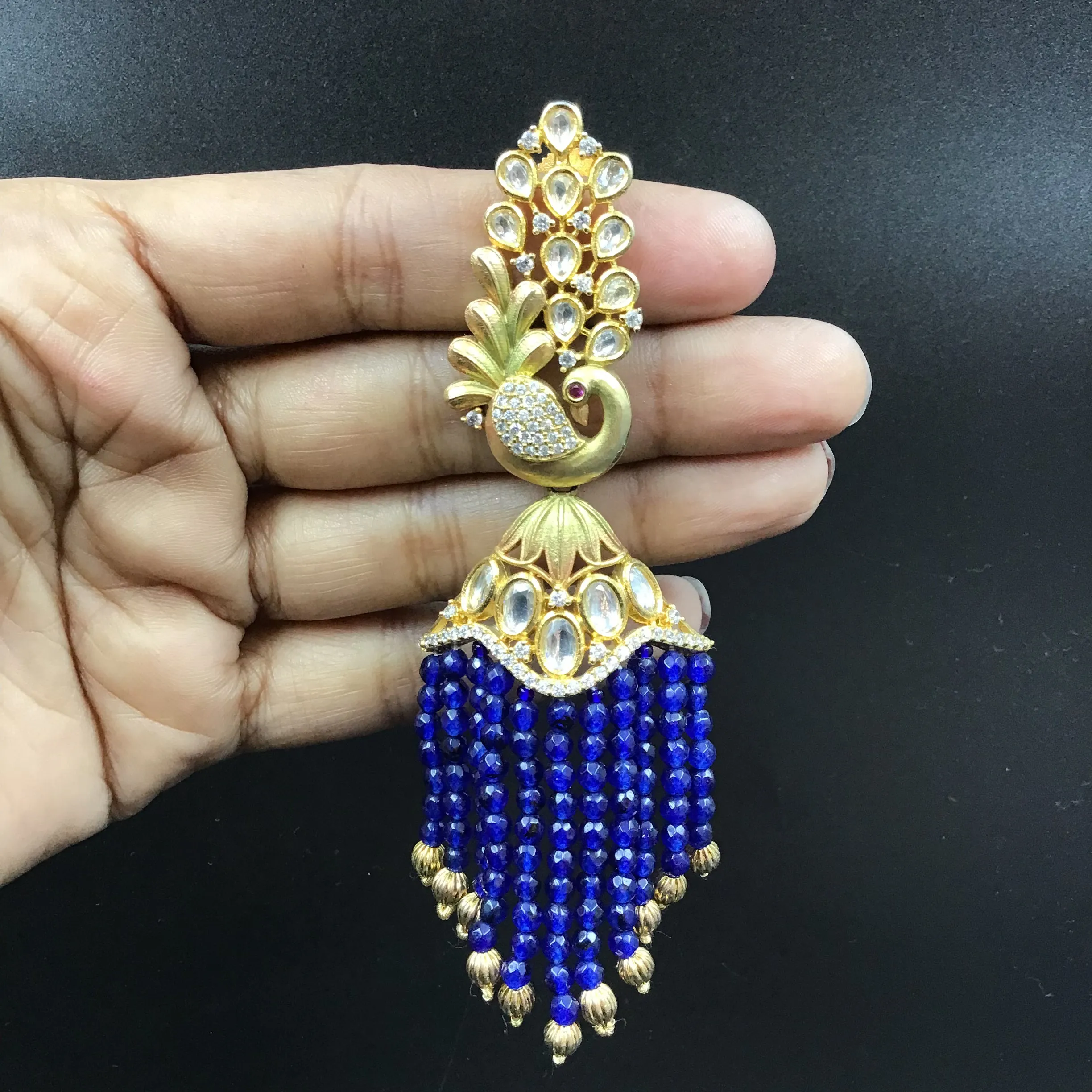 Blue Zircon/AD Long Earring 1330-5395
