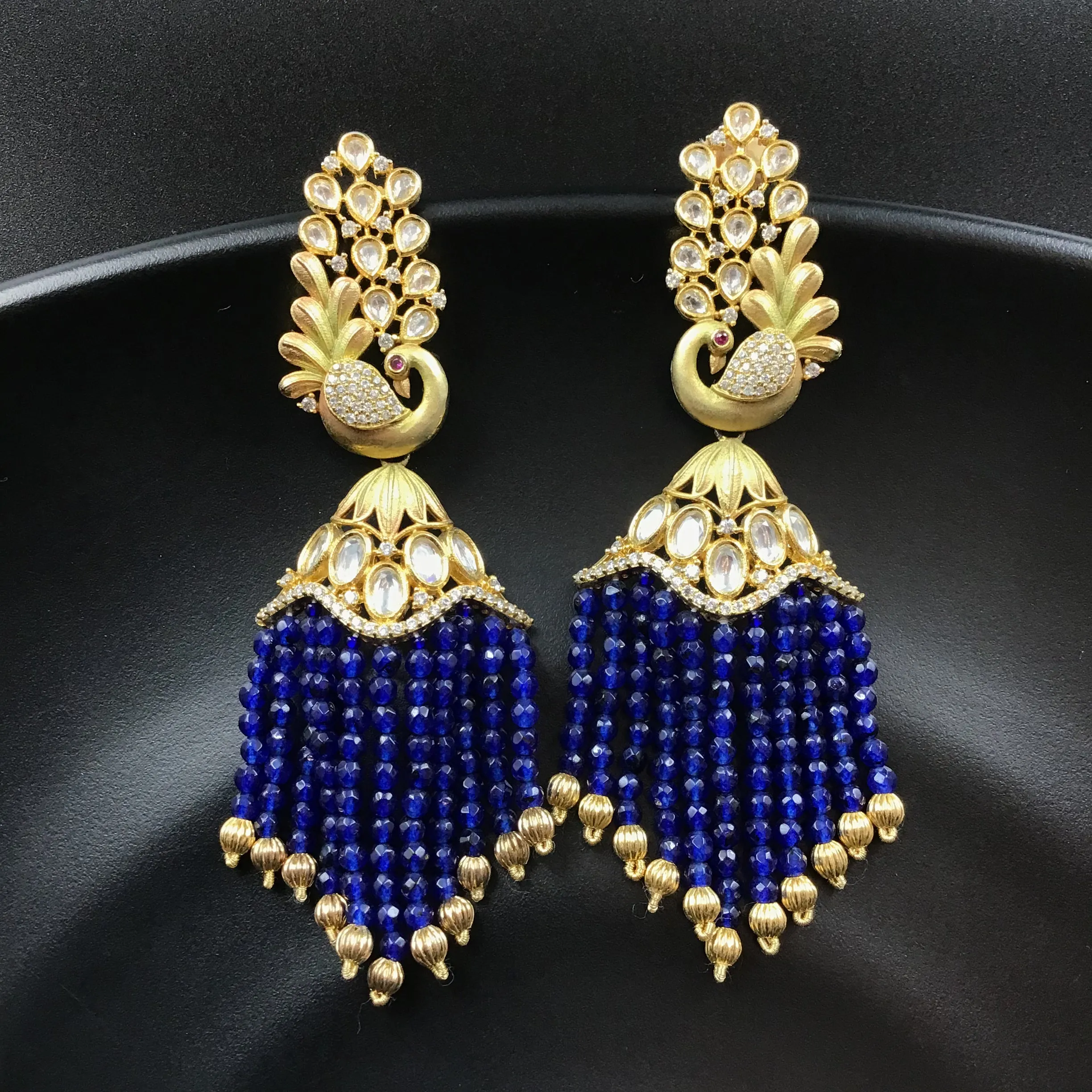 Blue Zircon/AD Long Earring 1330-5395