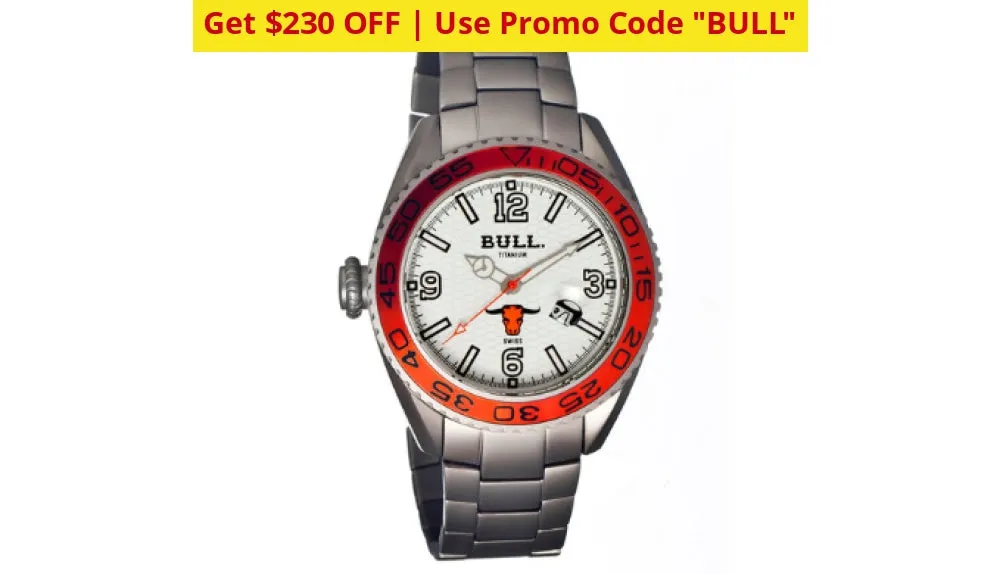 BULL Titanium Hereford Pro-Diver Watch   FREE Return Shipping - Ships Quick!