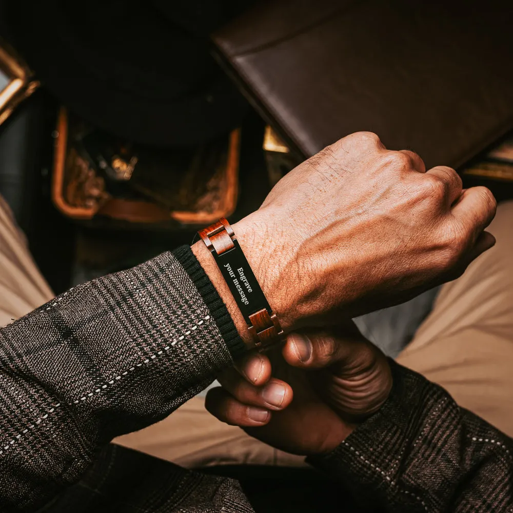 Classic Red Sandalwood Engravable Bracelet