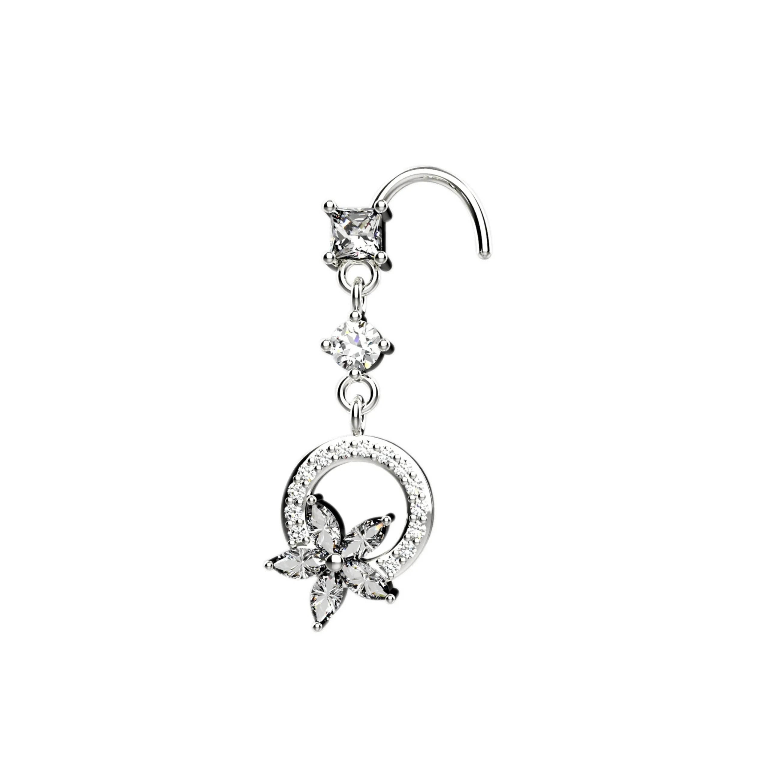 Dangle Nose Ring Studs for Piercing – Gold & Silver Nose Jewelry