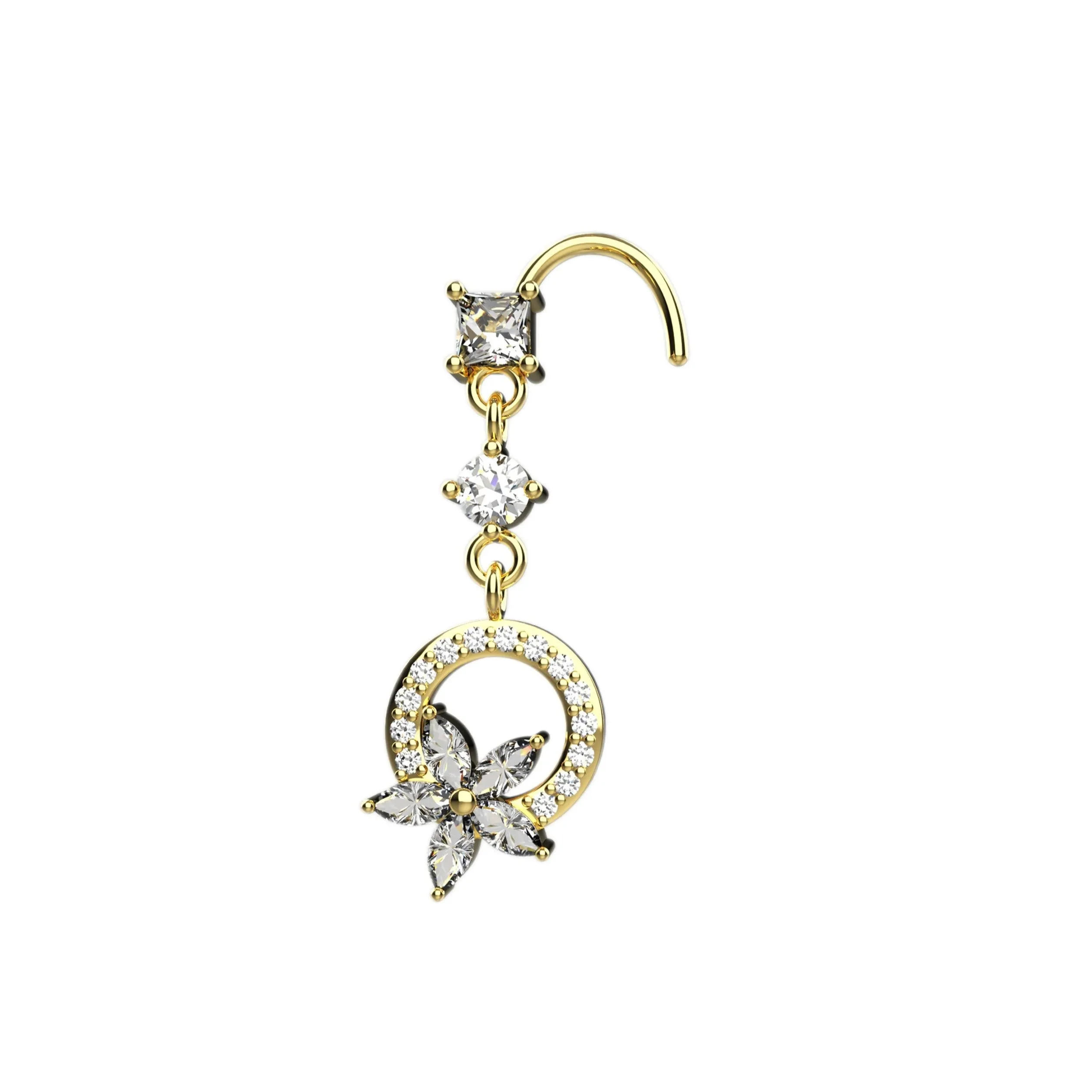 Dangle Nose Ring Studs for Piercing – Gold & Silver Nose Jewelry