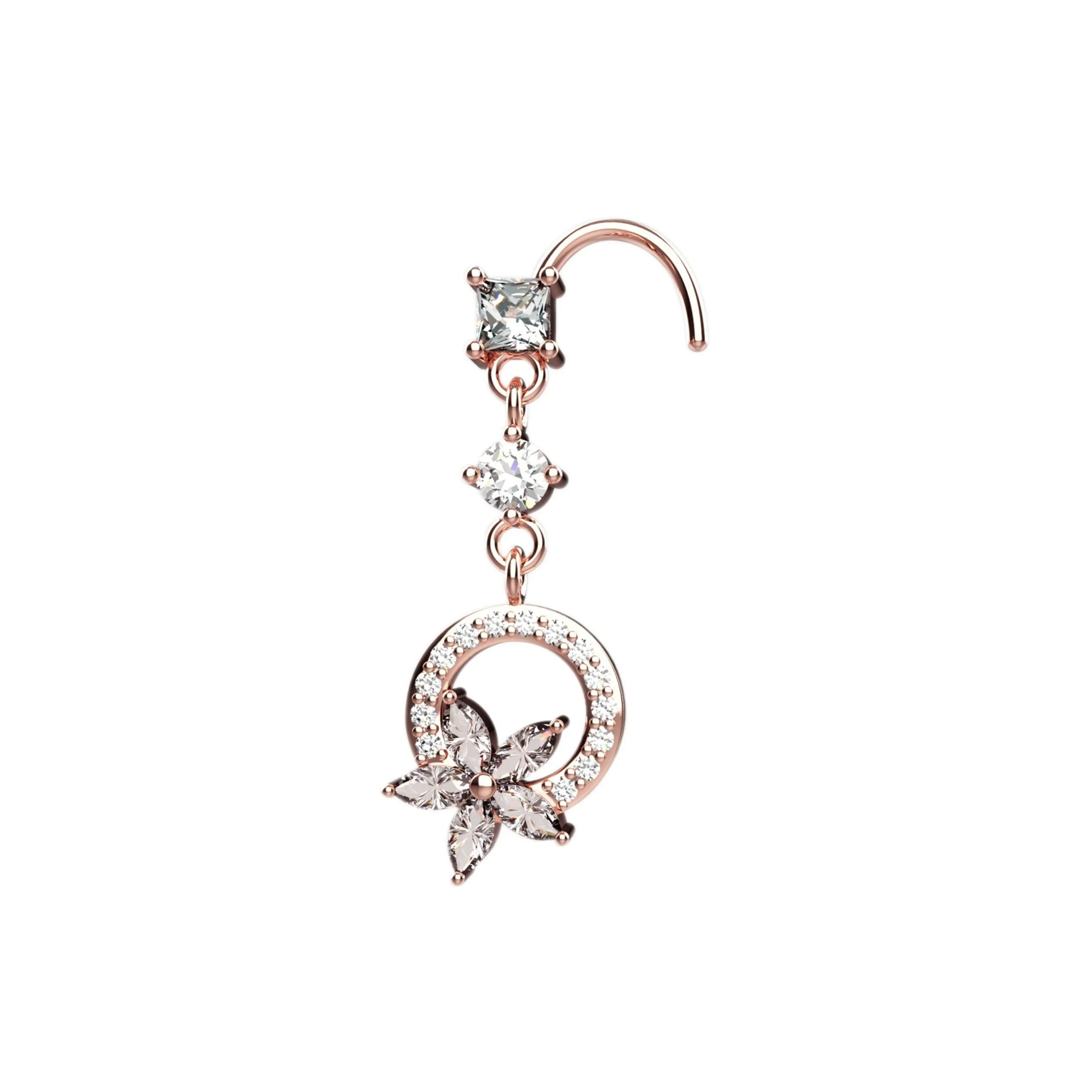 Dangle Nose Ring Studs for Piercing – Gold & Silver Nose Jewelry