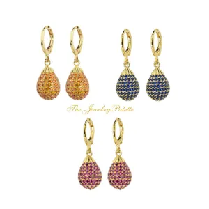 Fedora hoop earrings with zircon teardrop