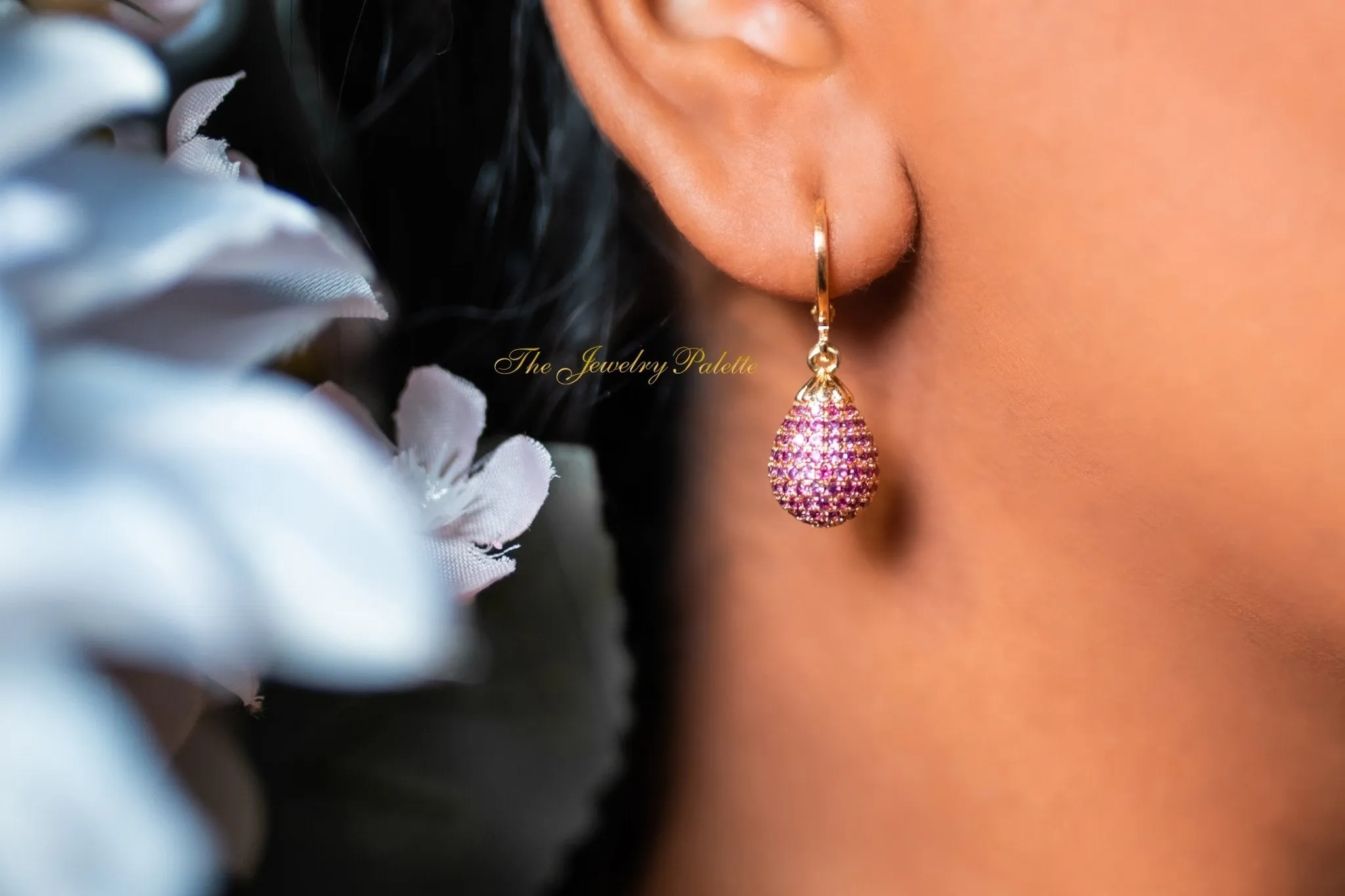 Fedora hoop earrings with zircon teardrop
