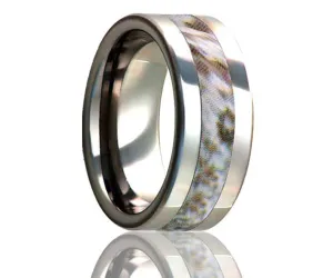 Flat Edge Snow Shadow Camo Titanium Ring