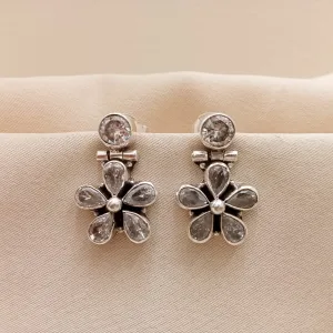 Flower Drop Cubic Zircon Earrings