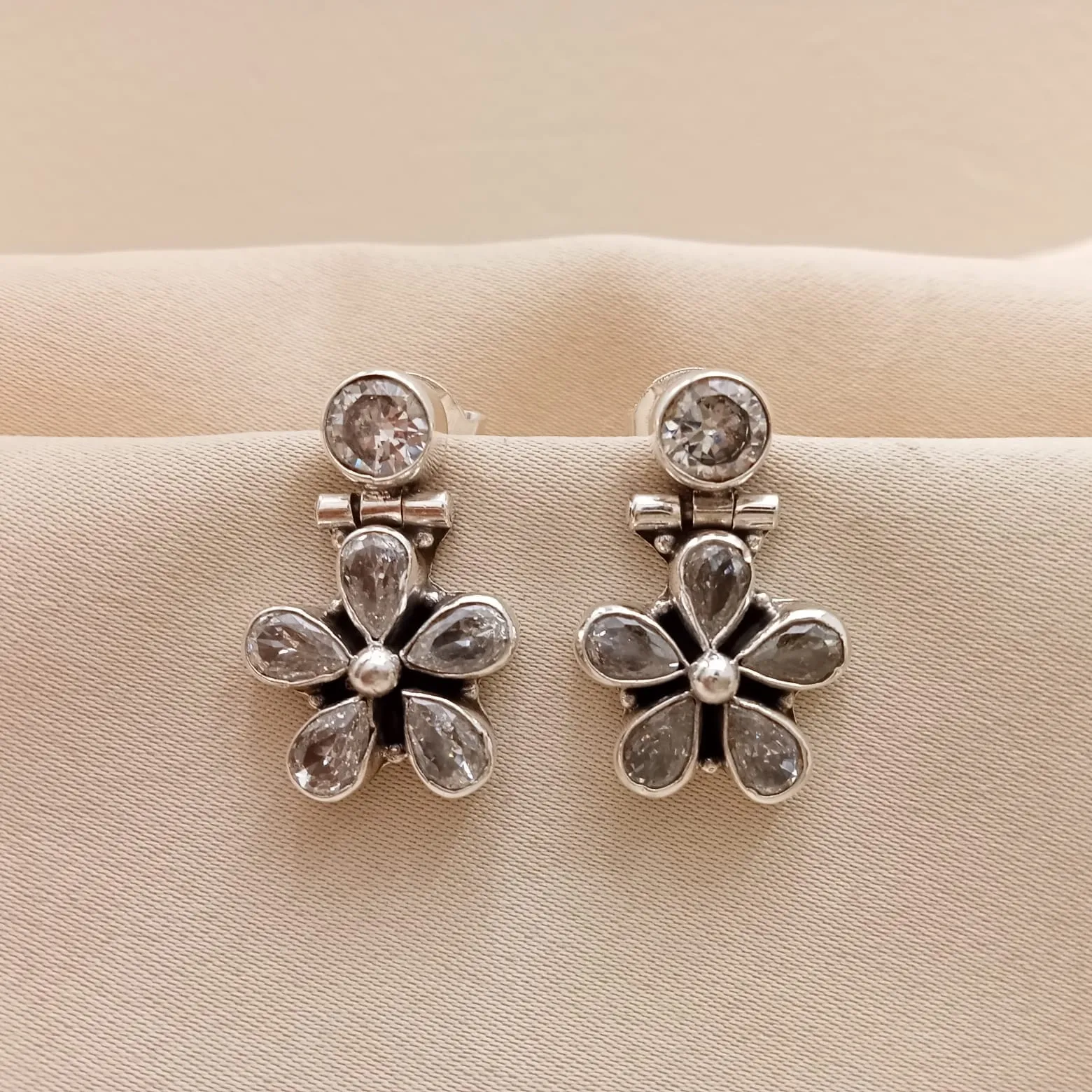 Flower Drop Cubic Zircon Earrings