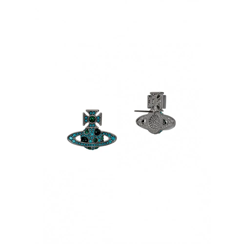 Francette Bas Relief Earrings - Ruthenium/Blue - 62010306-02S239-CN