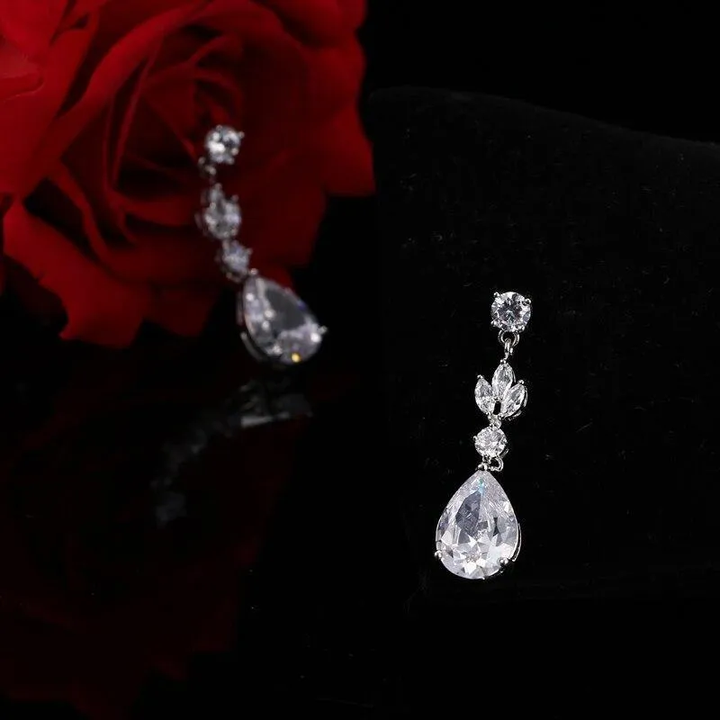 Gorgeous AAA  CZ Diamond Stones Flower Design Wedding Jewelry Set