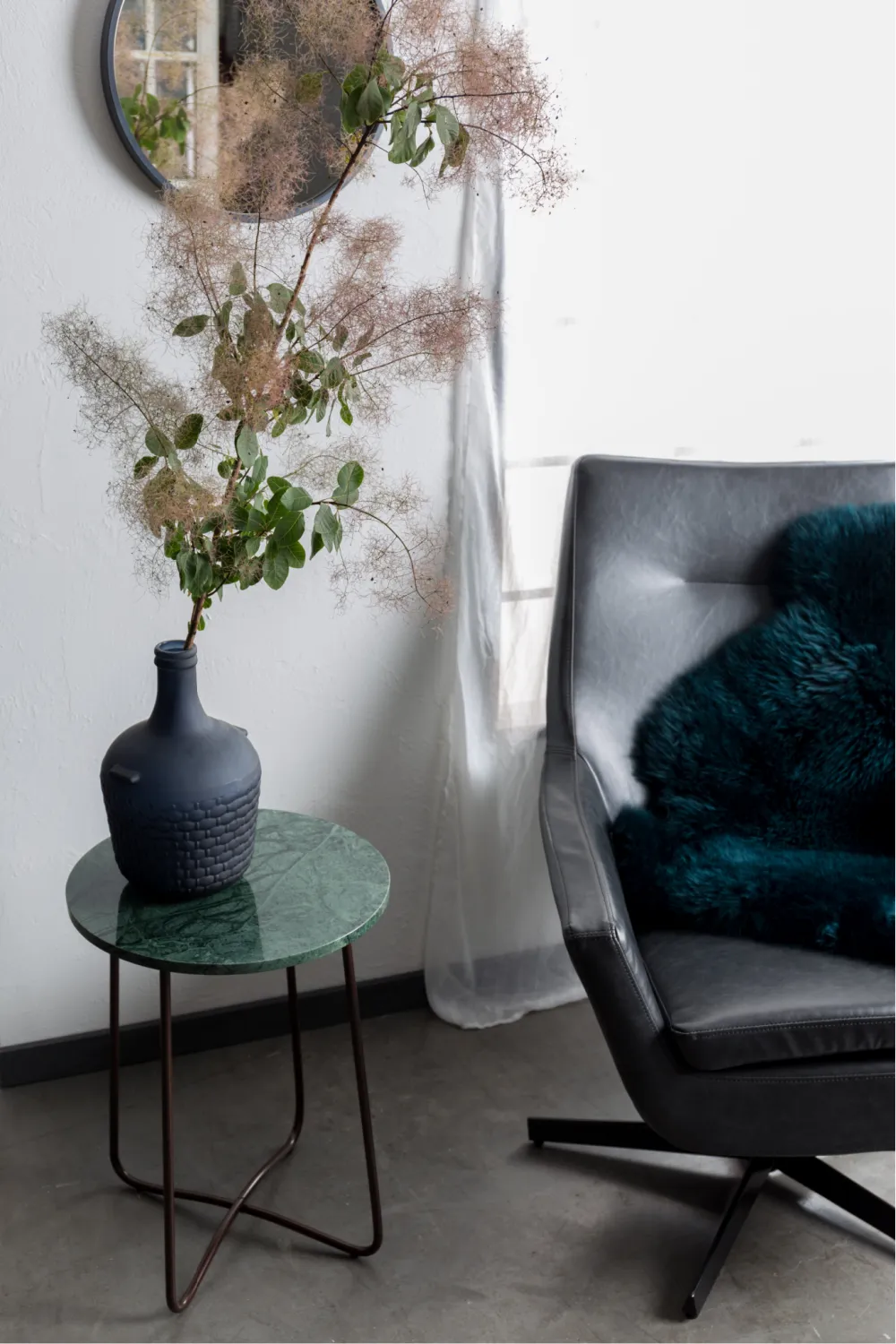 Green Round Marble End Table | Dutchbone Emerald