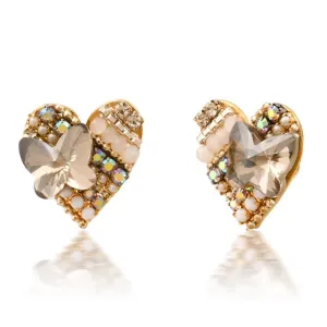Grey Crystal Heart Earring